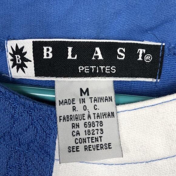 Vintage Blast Sz Petite Medium Blue White Flower Embroidered Sweater Blouse Top - Picture 5 of 8